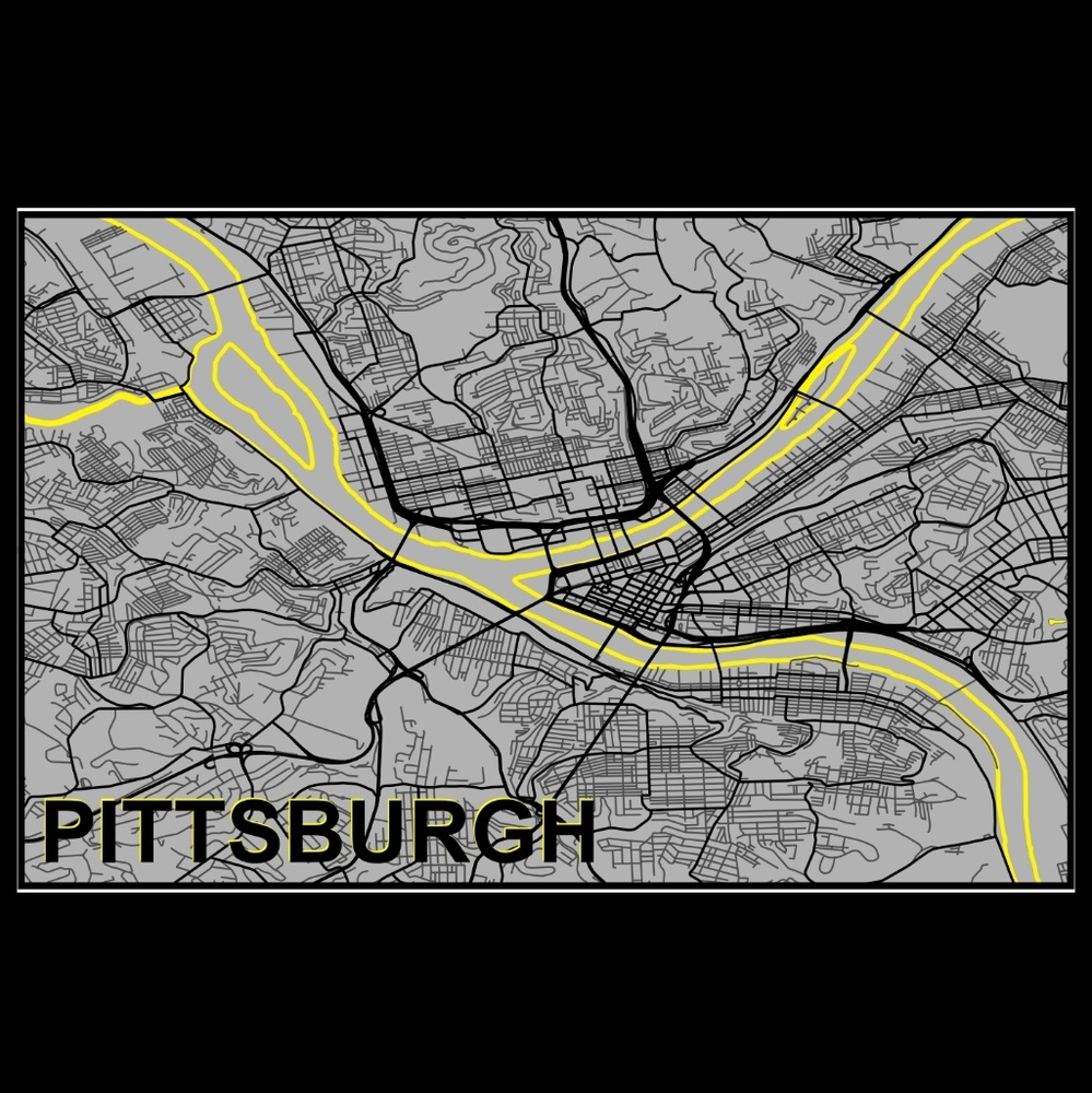 16"x 24" Abstract Pittsburgh Map